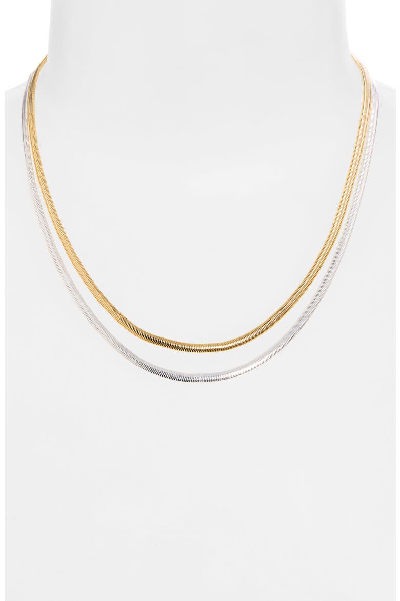 Two-Tone Slinky Pre-Layered Necklace, Alternate, color, GOLD/ SIL