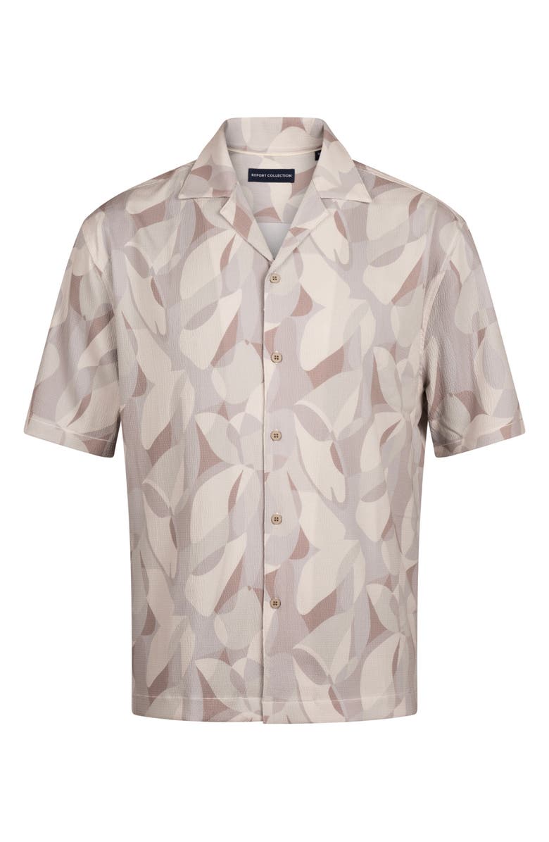Report Collection Abstract Camo Print Seersucker Camp Shirt, Alternate, color, Ecru