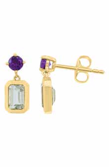 Amethyst & Green Quartz Drop Earrings