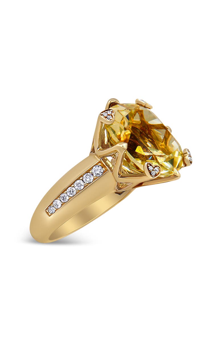 Haus of Brilliance 18K Gold Quartz & 1/4 Ct Diamond Accented Cocktail Ring -, Alternate, color, Yellow
