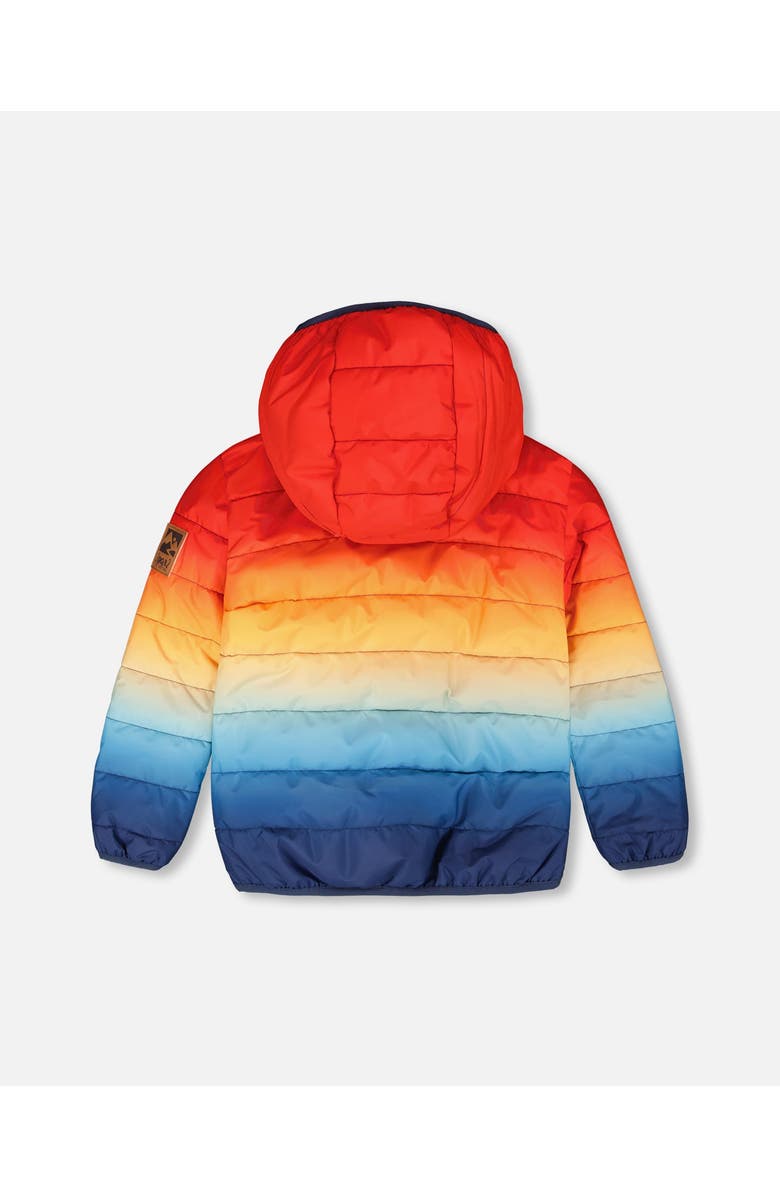 Deux par Deux Boy Quilted Mid-Season Gradient Jacket, Alternate, color, Orange And Blue Gradient