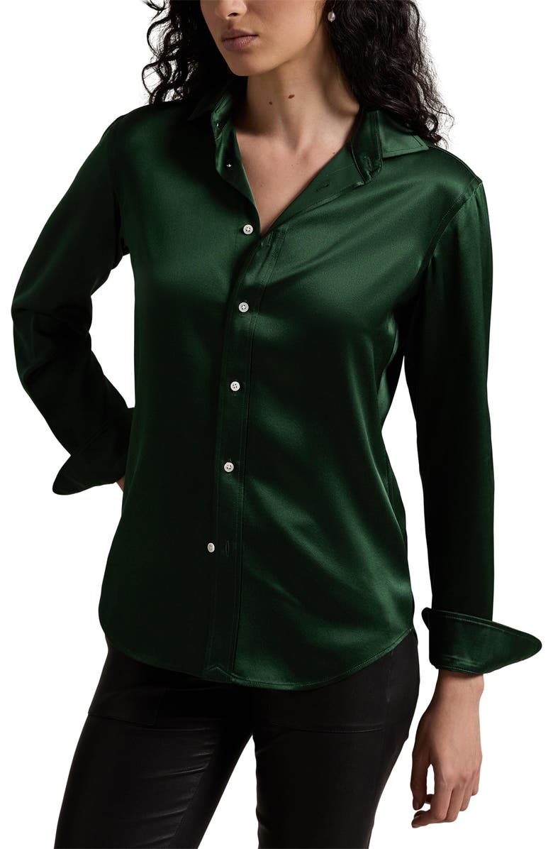 Lauren Ralph Lauren Silk Button-Up Shirt, Main, color, 