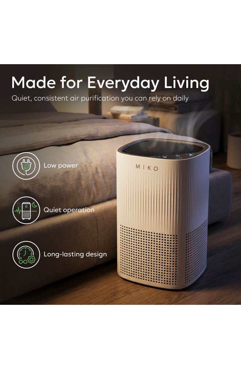 MIKO A-200 Air Purifier with HEPA Filtration and Aromatherapy 600 Sq Ft, Alternate, color, White
