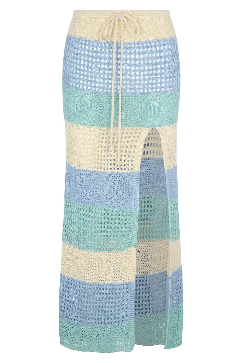 Emma Stripe Open Stitch Cover-Up Maxi Skirt, Alternate, color, LIGHT BLUE