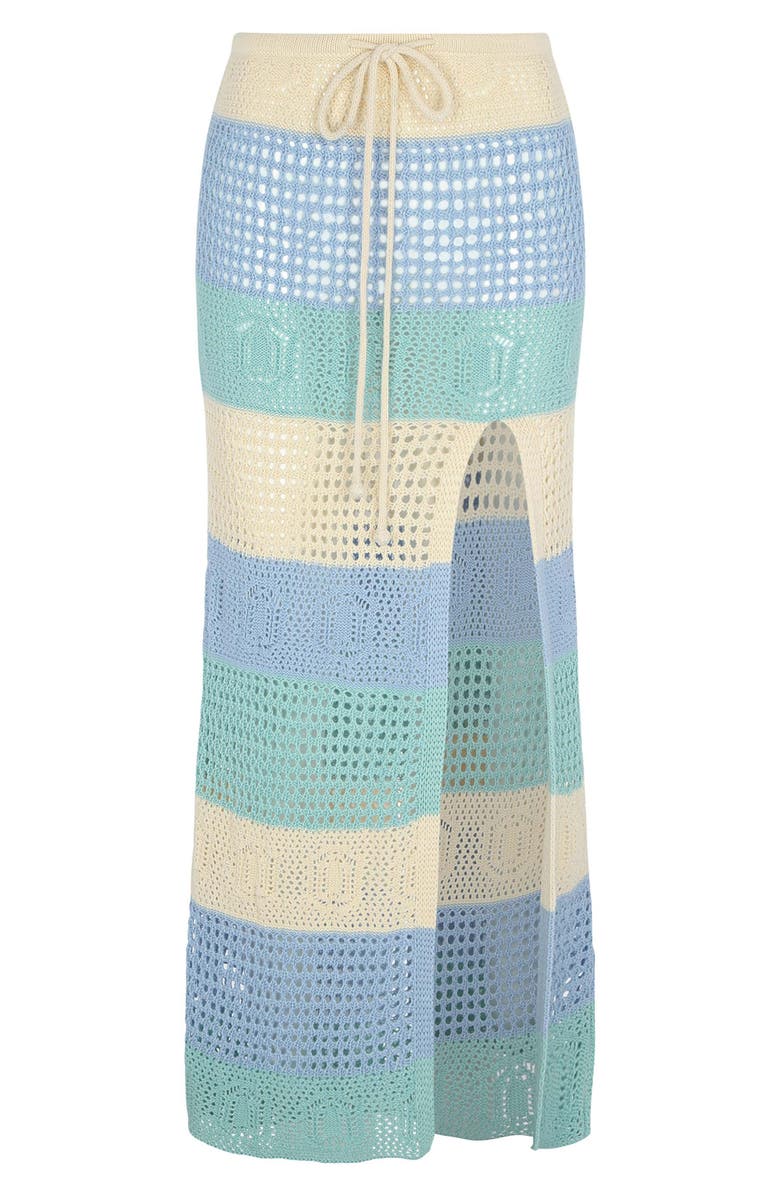 Capittana Emma Stripe Open Stitch Cover-Up Maxi Skirt, Alternate, color, Light Blue