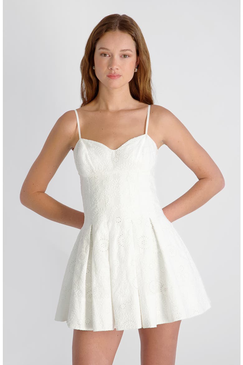 Svea Floral Cotton Eyelet Minidress, Alternate, color, SUMMER WHITE