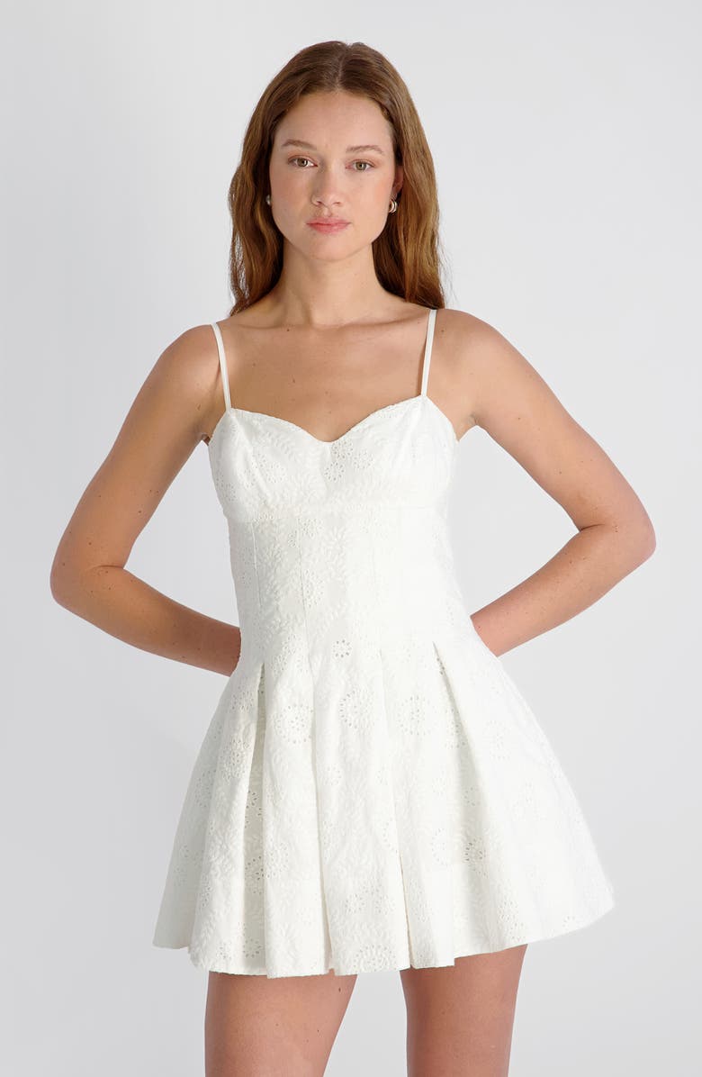 French Connection Svea Floral Cotton Eyelet Minidress, Alternate, color, Summer White