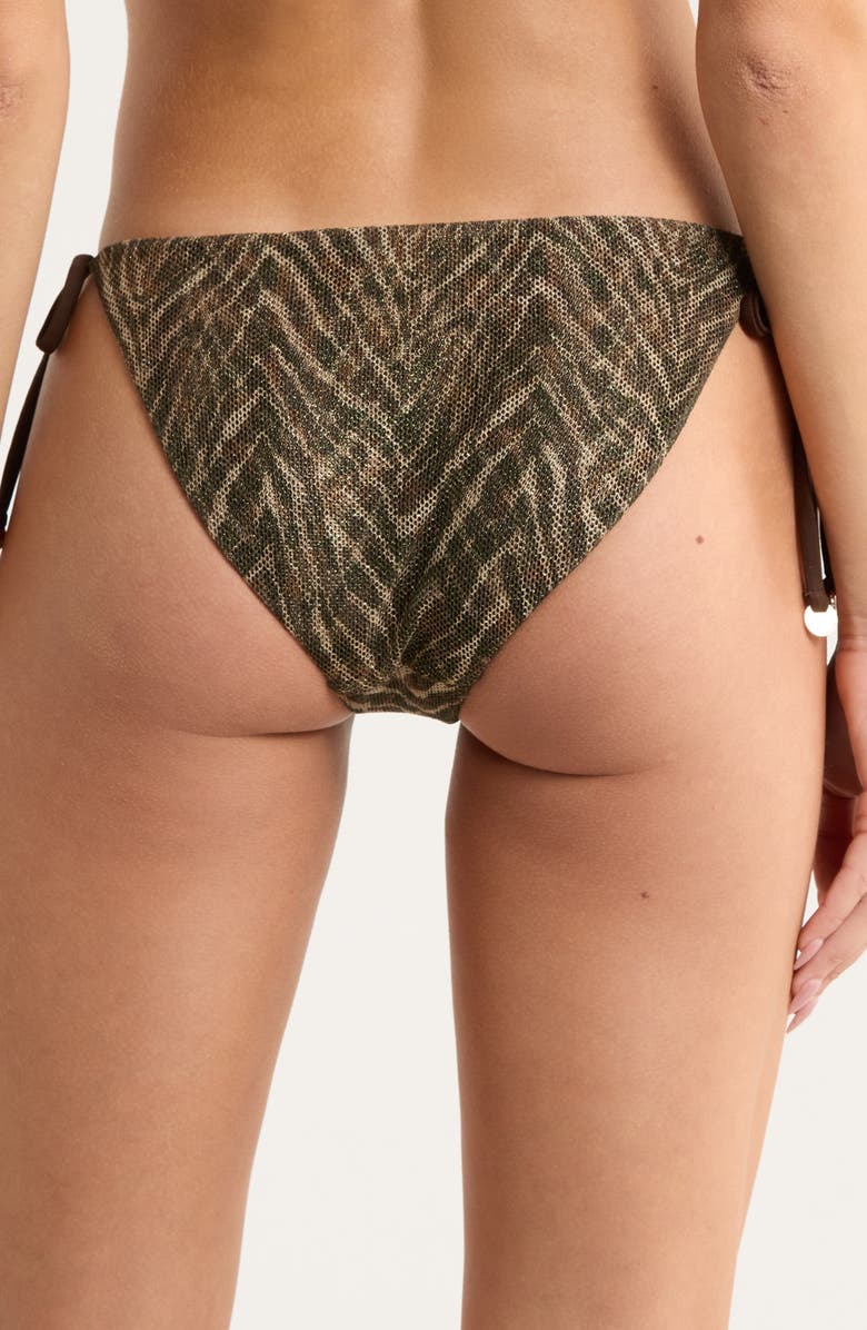 Ramy Brook Benni Metallic Print Mesh One-Piece Swimsuit, Alternate, color, Beach Brown Zebra