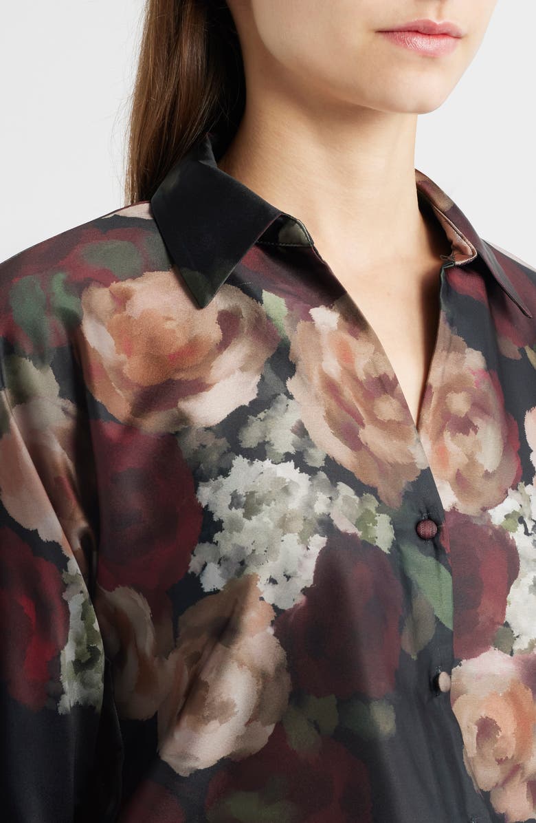 Halogen<sup>®</sup> Floral Button-Up Shirt, Alternate, color, Rich Black