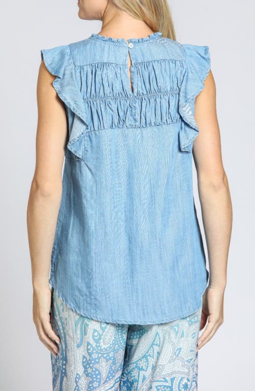 Apny Flutter Sleeve Top In Light Indigo