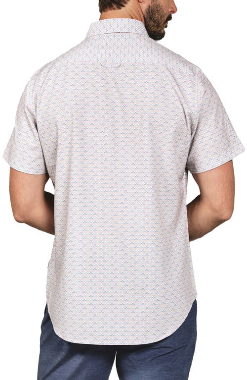 7 Diamonds Marcelo Geo Print Short Sleeve Performance Button-up Shirt In White