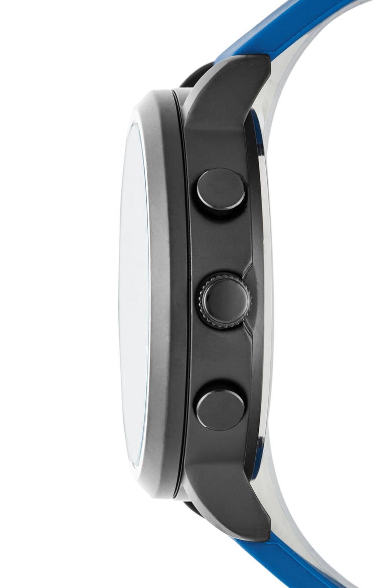 Lawndale Analog & Digital Silicone Strap Watch, 48mm, Alternate, color, BLACK