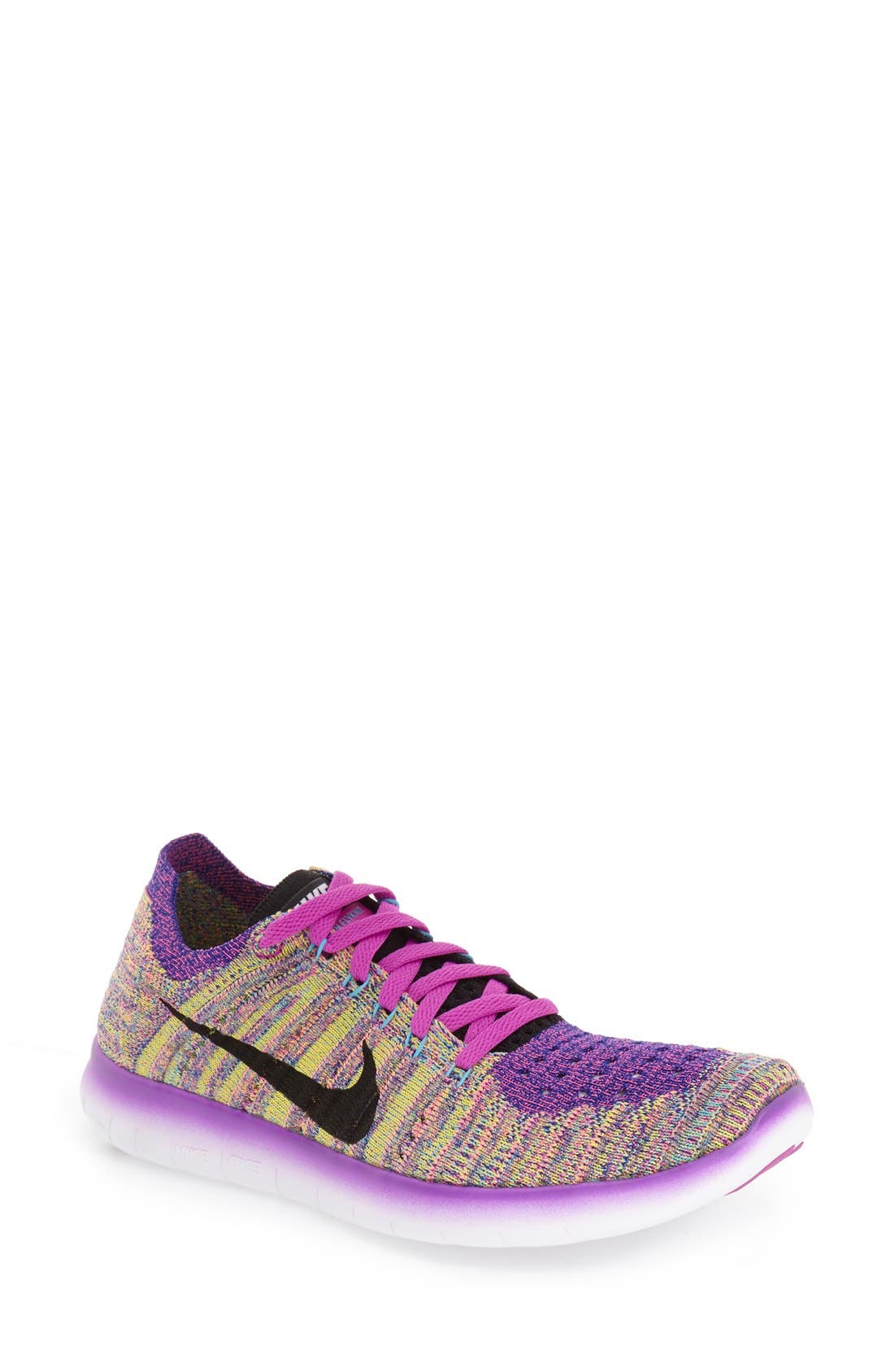 'Free Flyknit' Running Shoe, Main, color, VIOLET/ BLACK