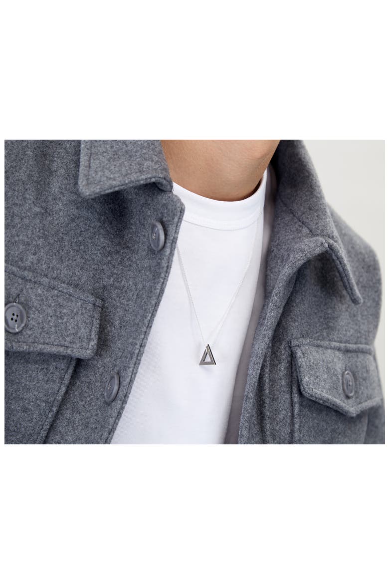 Men's Sterling Silver Triangle Pendant Necklae, Alternate, color, SILVER