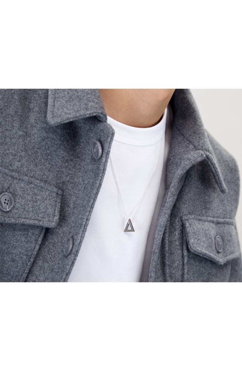 le gramme Men's Sterling Silver Triangle Pendant Necklae, Alternate, color,