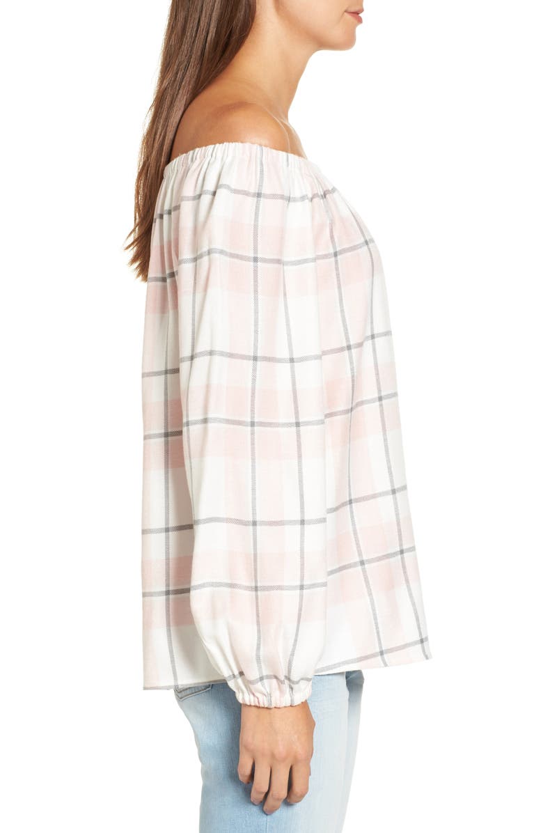 Two by Vince Camuto Off the Shoulder Plaid Blouse, Alternate, color,