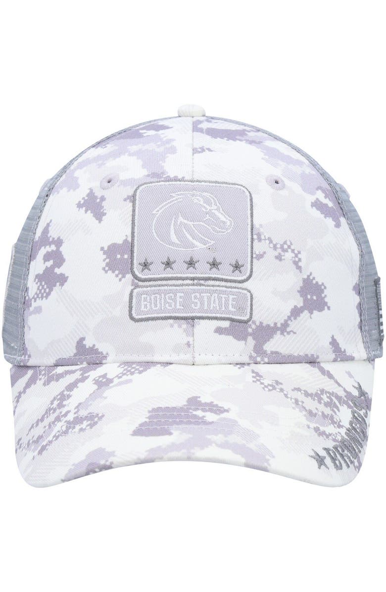 COLOSSEUM Men's Colosseum Camo Boise State Broncos OHT Military Appreciation 2400 Trucker Snapback Hat, Alternate, color, 