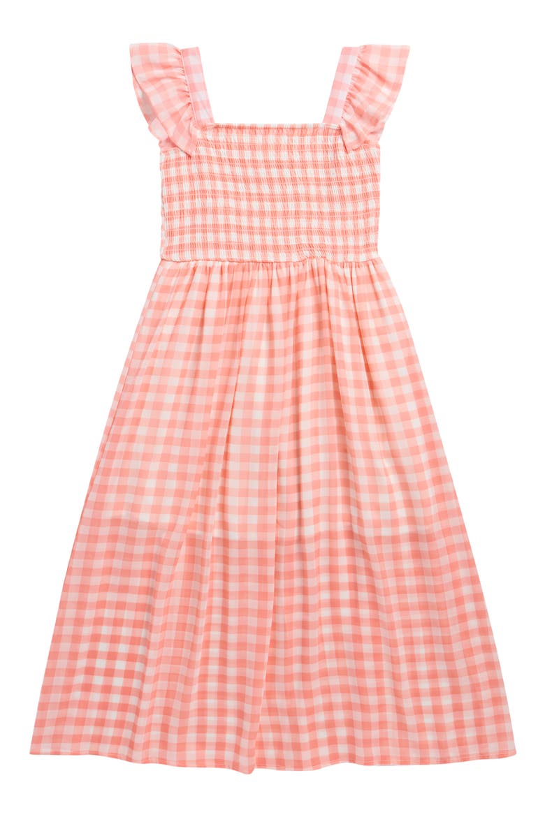 Kids' Chiffon Smocked Flutter Sleeve Sundress, Main, color, CORAL