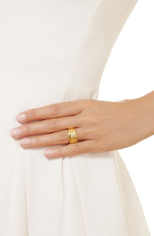 Monica Vinader 18k Gold Plated Sterling Silver Atlantis Wide Band Ring In Brown