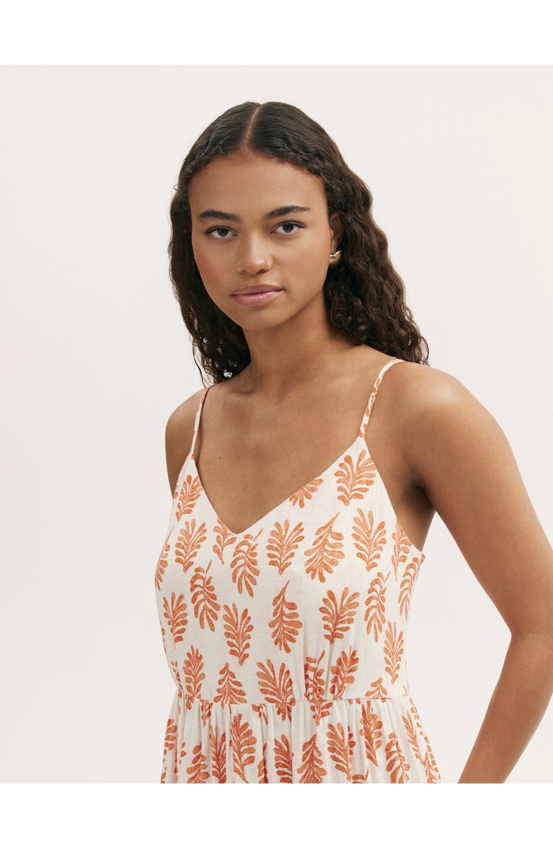 Finery London Emmie Cotton Strappy Midi Tiered Dress, Alternate, color, Ivory Woodblock