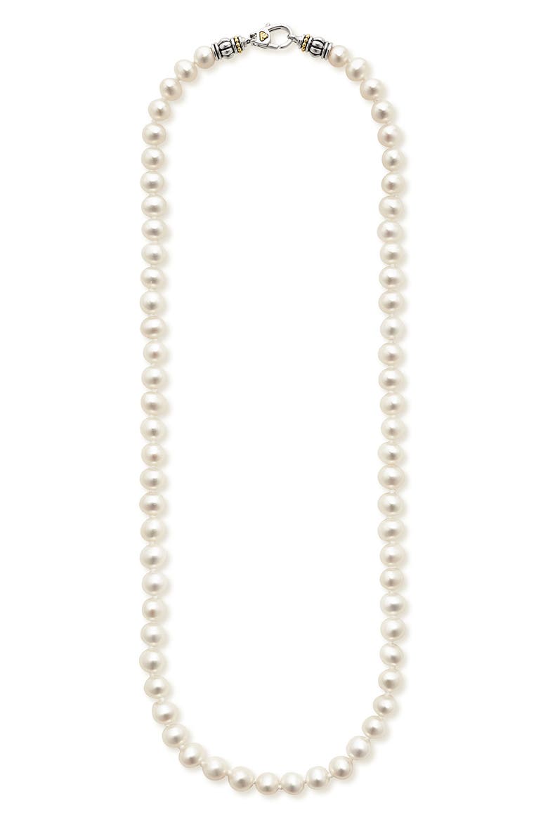 Luna Freshwater Pearl Necklace, Main, color, SILVER
