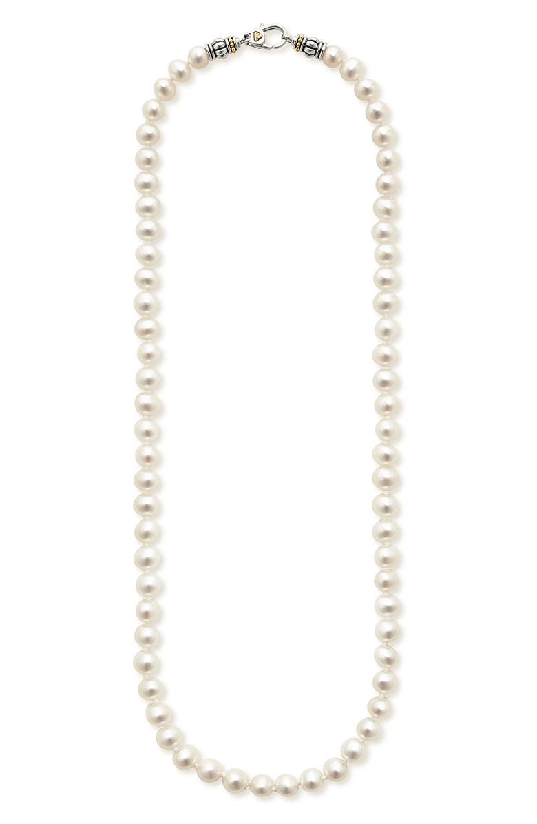 LAGOS Luna Freshwater Pearl Necklace, Main, color, Silver
