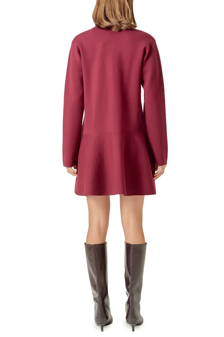Long Sleeve Knit Minidress, Alternate, color, BURGUNDY