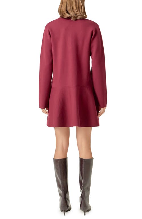 English Factory Long Sleeve Knit Minidress In Red