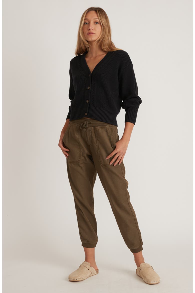 Luna Stretch Linen & Cotton Joggers, Alternate, color, OLIVE