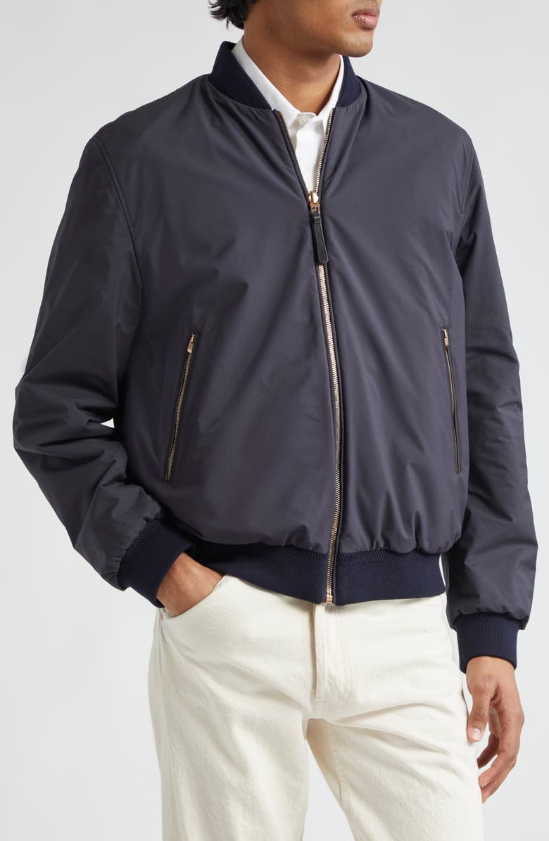 Agnona Silk Tweed Reversible Bomber Jacket, Alternate, color,