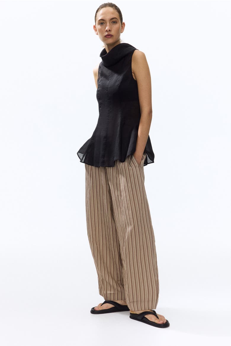 Modal-blend Barrel Trousers, Main, color, Dark beige/striped