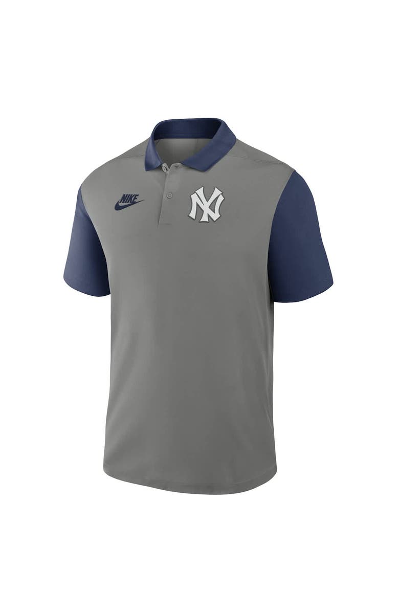 Nike Men's Nike Gray/Navy New York Yankees Cooperstown Collection Color-Block Victory Performance Polo, Alternate, color, 