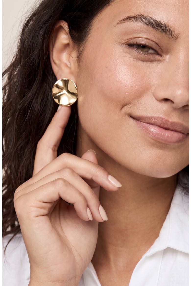Molten Disc Stud Earrings, Alternate, color, GOLD