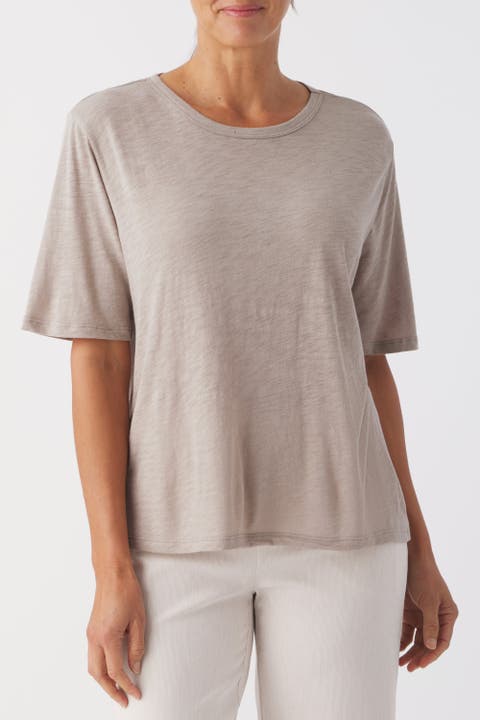 Slub Jersey Elbow Sleeve Crew Tee