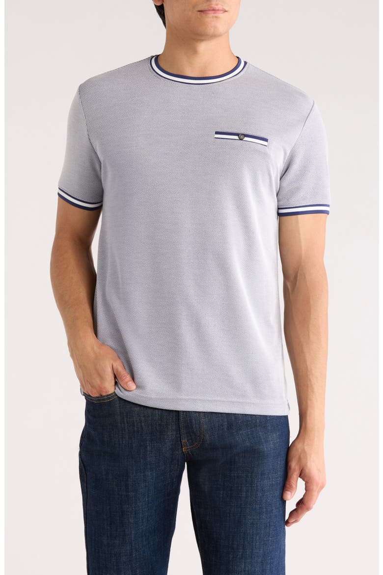 Stripe Texture Crewneck T-Shirt, Main, color, NAVY