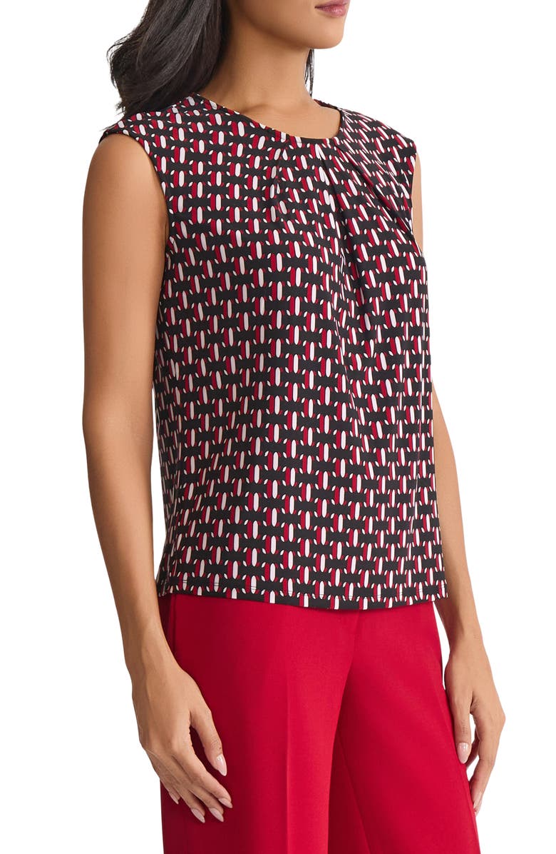 KASPER Print Extended Shoulder Top, Alternate, color, Fire Red Multi