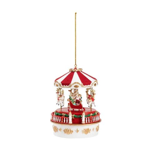 Mini Carnival Music Box - Carousel With White Base
