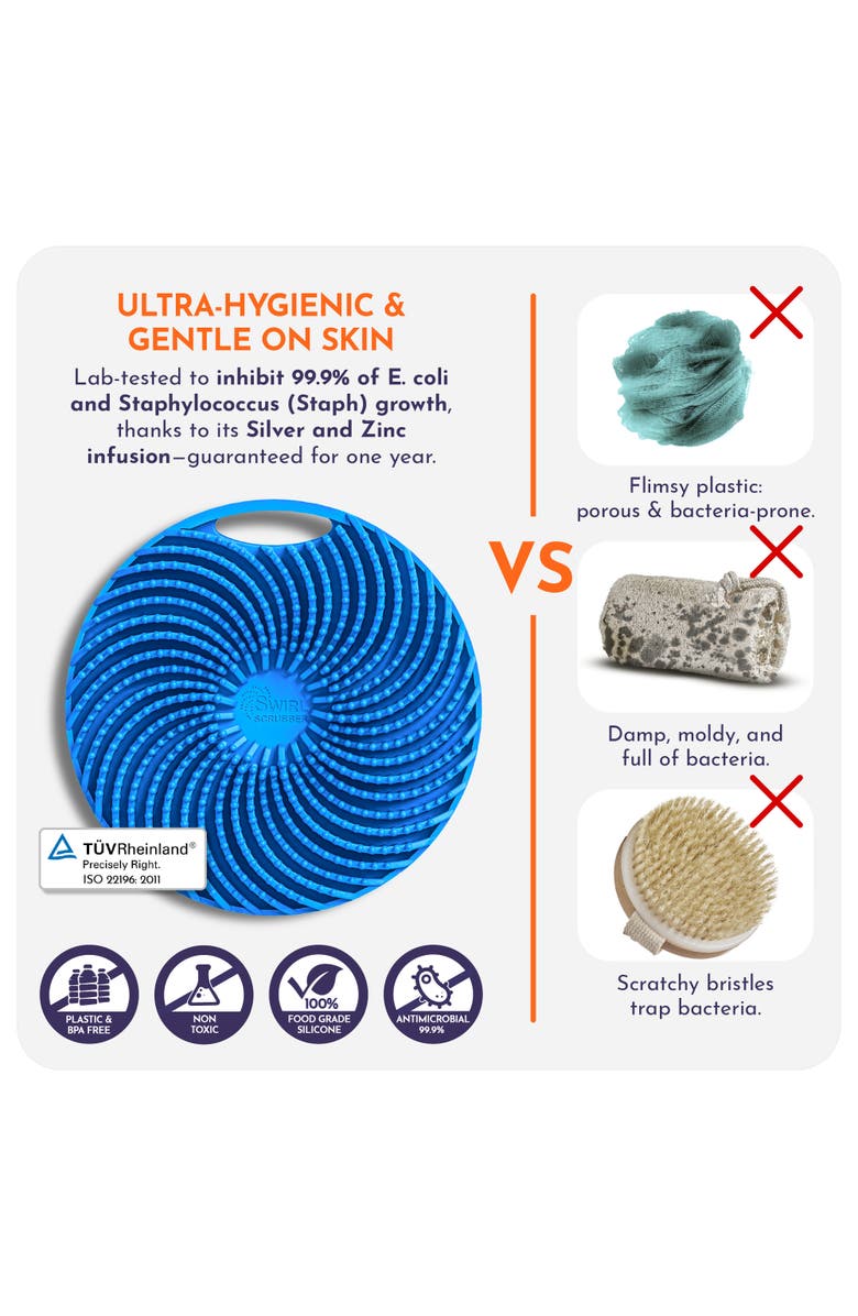 Swirl Scrubber Antimicrobial Silicone Body Scrubber, Alternate, color, Multicolored