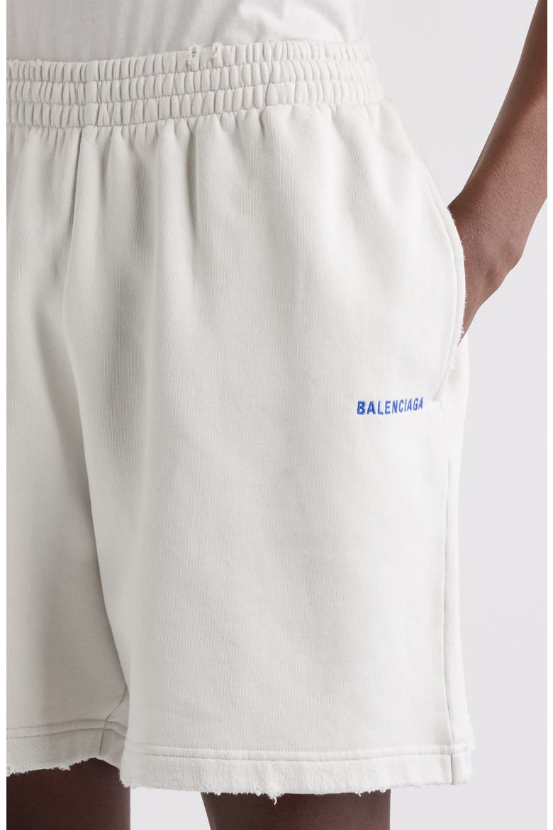 Distressed Logo Embroidered Sweat Shorts, Alternate, color, 8016 DIRTY WHT/ SPORT BLUE