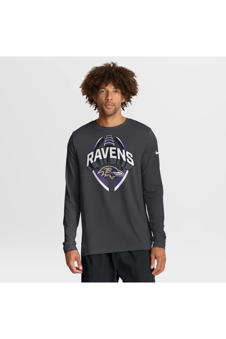Men's Nike Anthracite Baltimore Ravens Primetime Legend Icon Performance Long Sleeve T-Shirt, Main, color, Anthracite