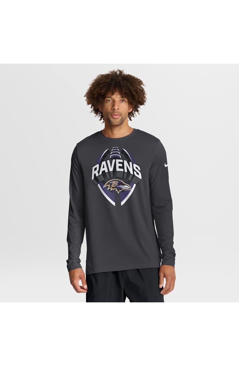 Nike Men's Nike Anthracite Baltimore Ravens Primetime Legend Icon Performance Long Sleeve T-Shirt, Main, color, Anthracite