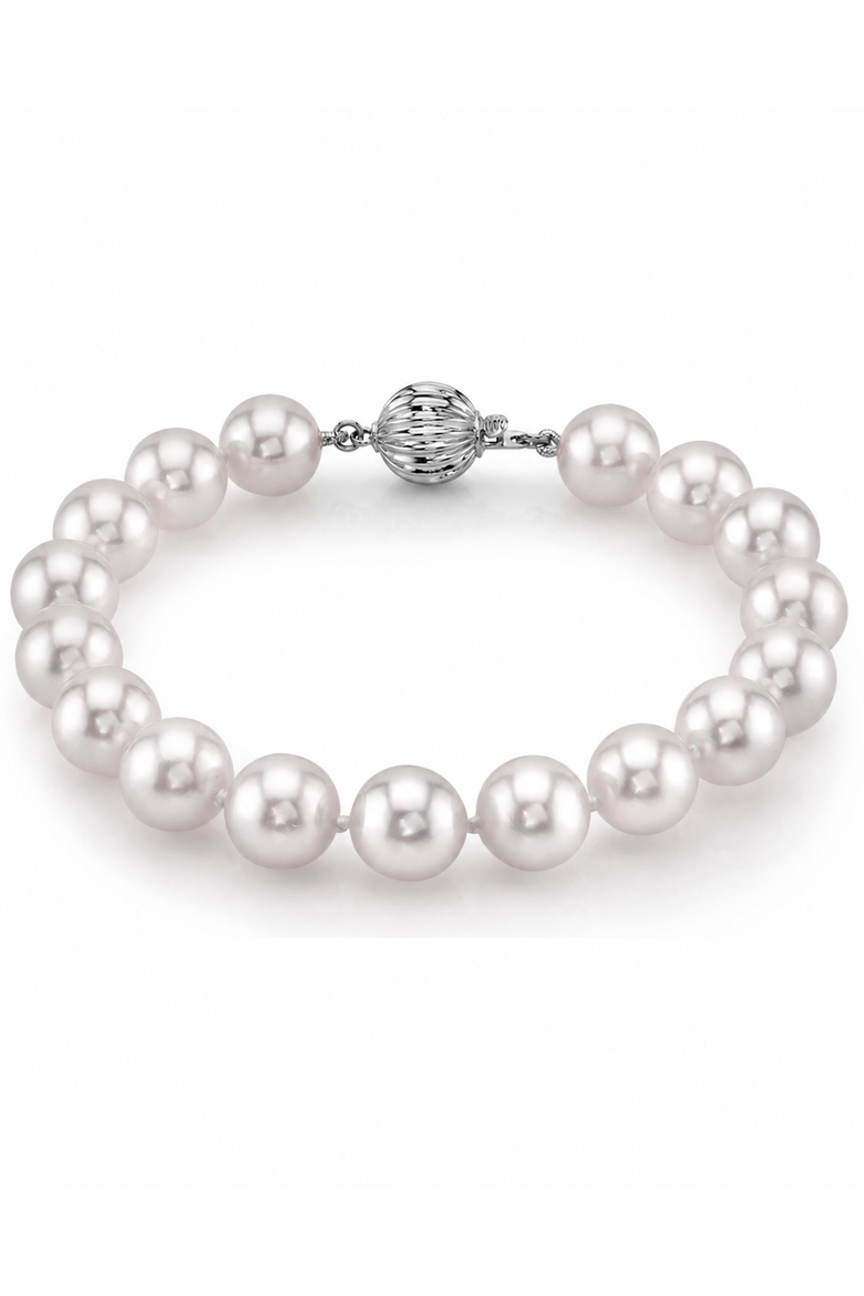 8.5-9.0mm Akoya White Pearl Bracelet, Main, color, White Gold Clasp