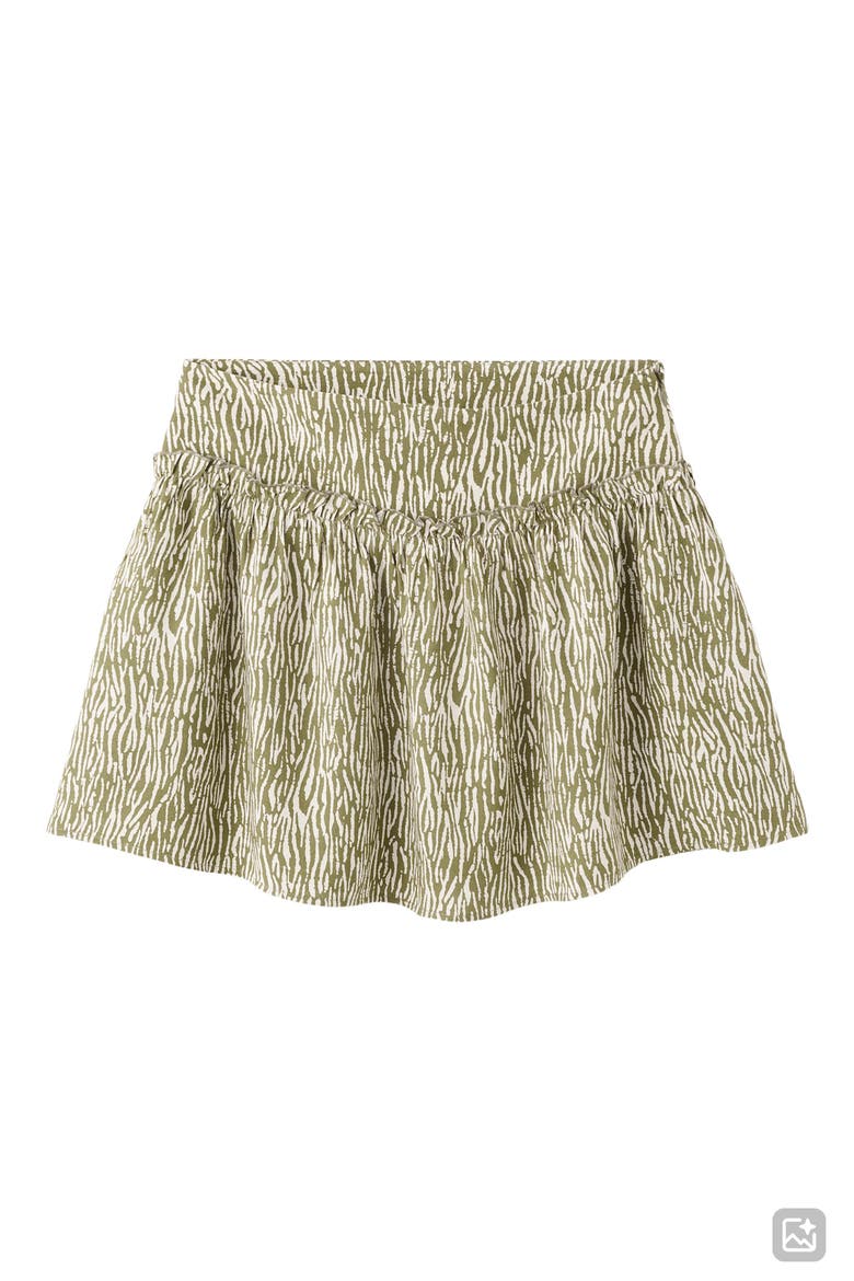 Ruffle Print Miniskirt, Main, color, KHAKI GREEN