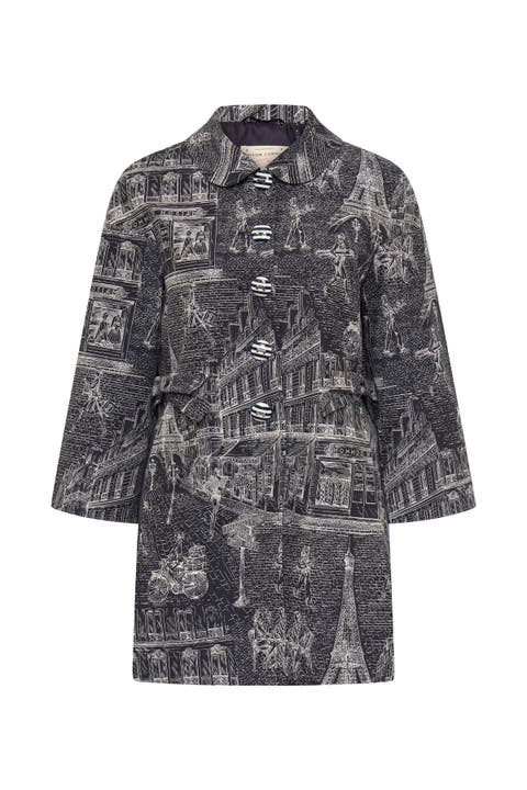 Long Jacquard Jacket With Bows
