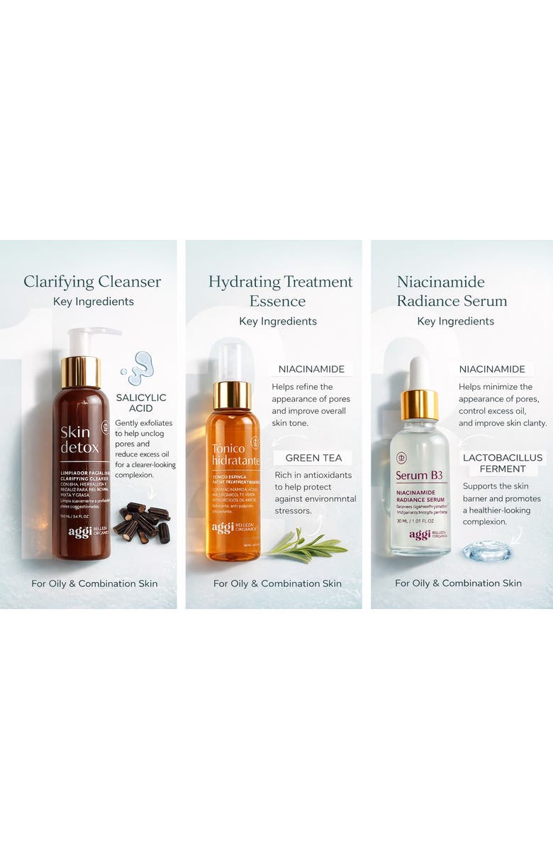 Aggi Beauty The Clear Balance Ritual Set. 3-step Routine For Oily & Combination Skin, Alternate, color, NO COLOR