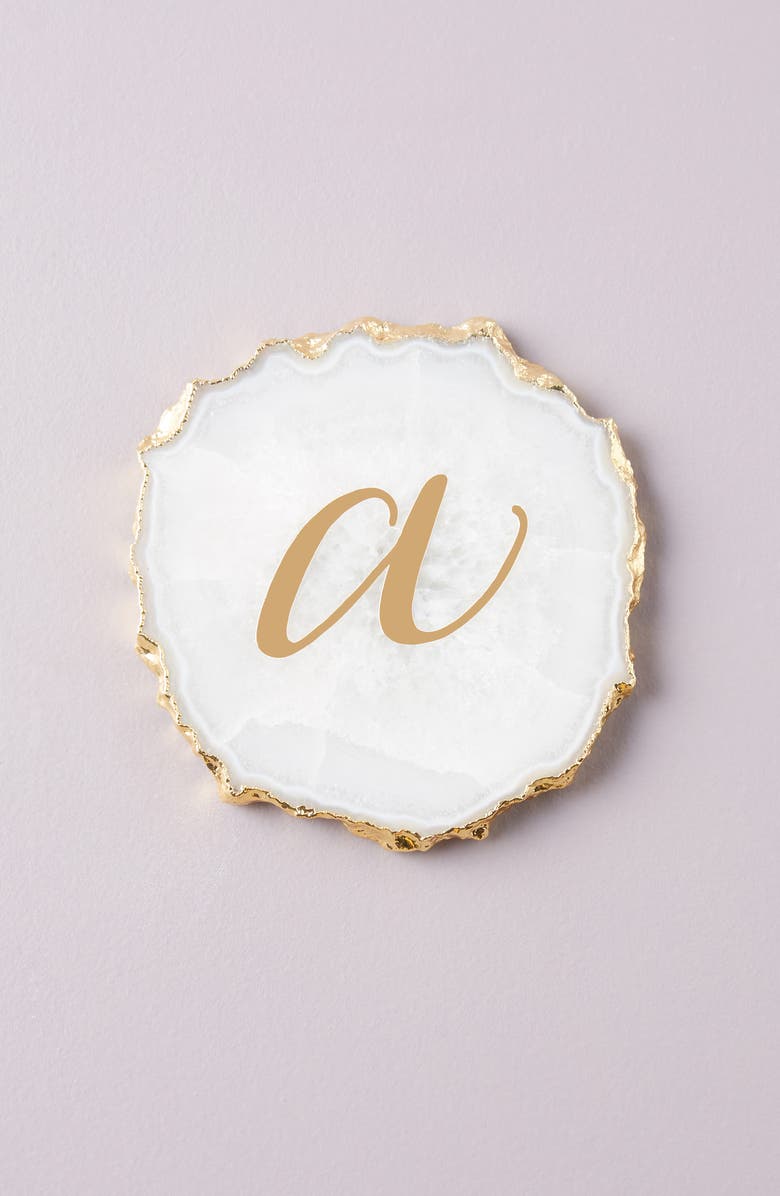 Anthropologie Home Monogram Agate Coaster, Main, color, 