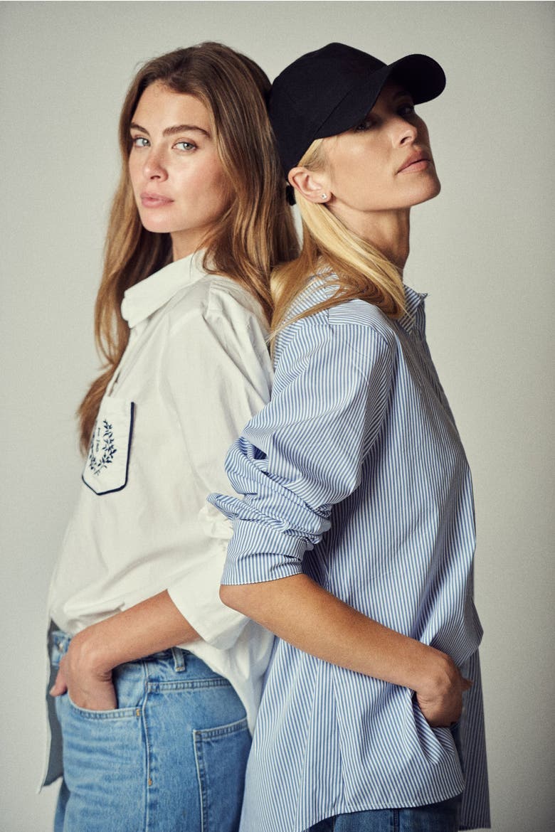 The Crest Boyfriend Shirt, Alternate, color, Blue Stripe