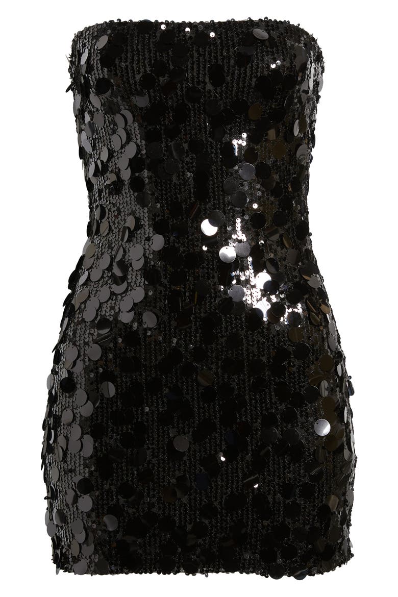 Samba Sequin Strapless Minidress, Alternate, color, BLACK