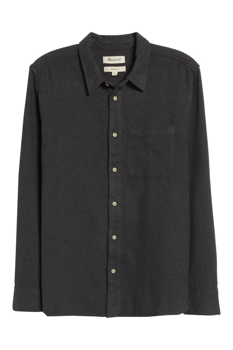 Sunday Flannel Perfect Long Sleeve Button-Up Shirt, Alternate, color, BLACK COAL