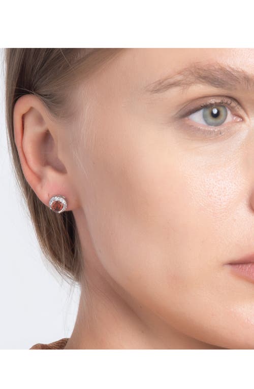 Best Silver Sterling Silver Brilliant Cubic Zirconia Halo Round Stud Earrings In Ruby/silver